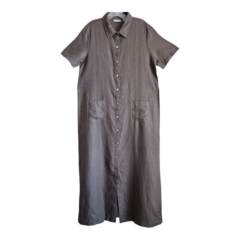 Nordstrom Brown Button-Front Midi Shirt Dress - Picture 1 of 8